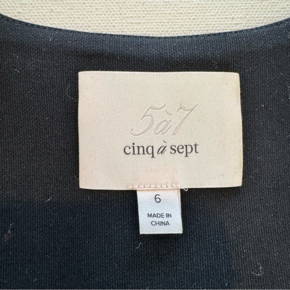 Cinq a Sept Orion Faux-Wrap Mini Dress Women’s 6 Black Sleeveless V-Neck Stretch - Picture 11 of 16